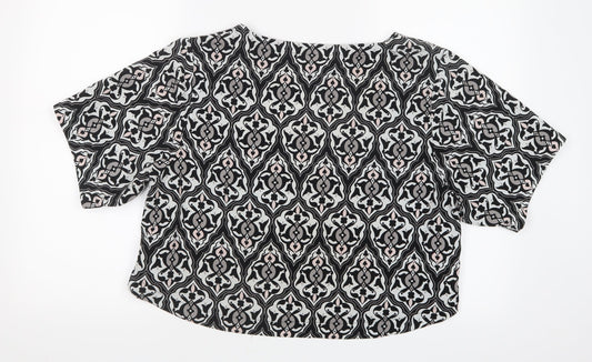 H&M Womens Black Geometric  Basic Blouse Size 12
