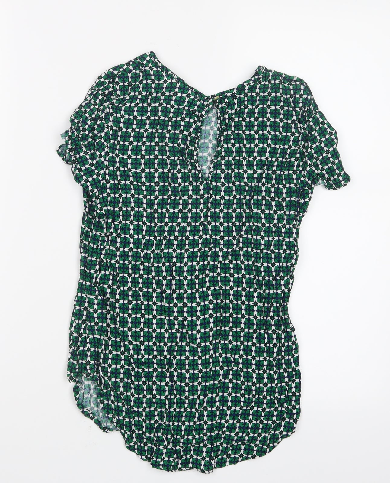 H&M Womens Green Geometric  Basic T-Shirt Size 4