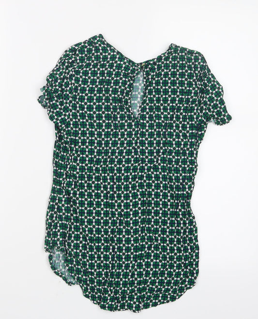 H&M Womens Green Geometric  Basic T-Shirt Size 4