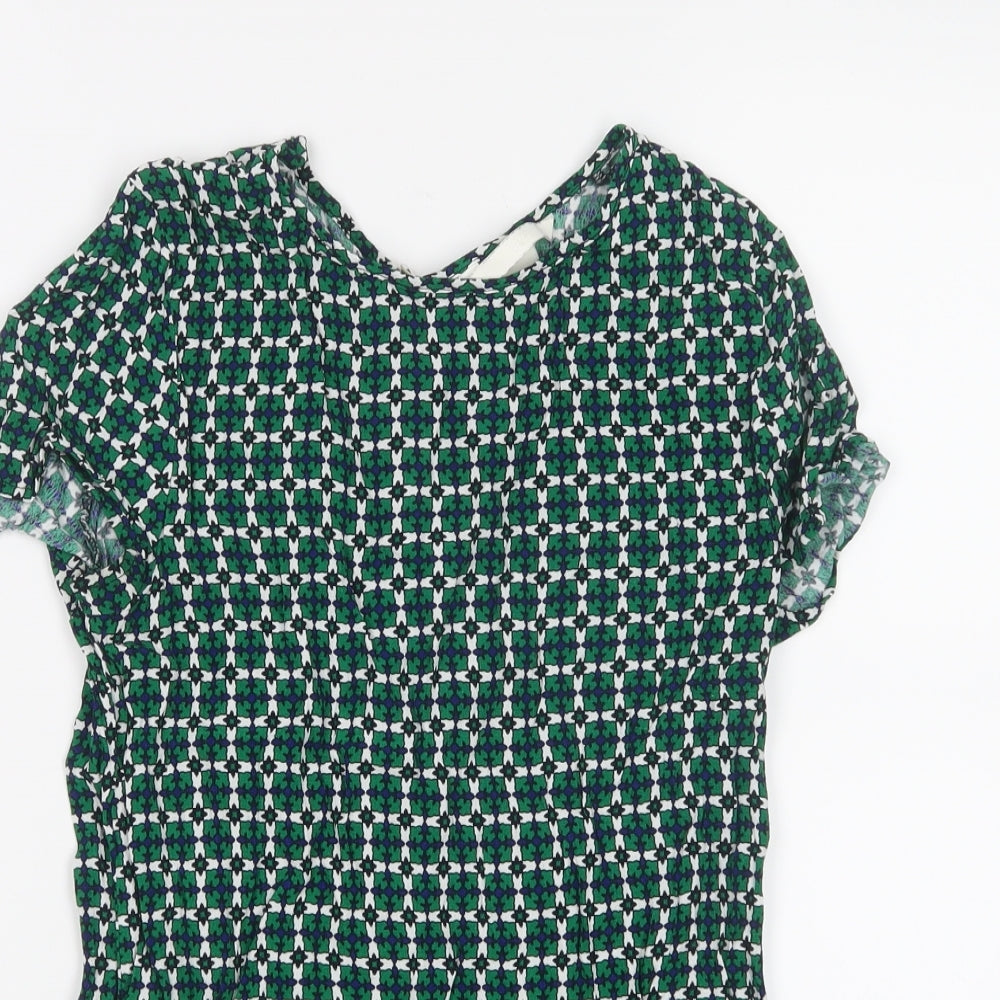 H&M Womens Green Geometric  Basic T-Shirt Size 4