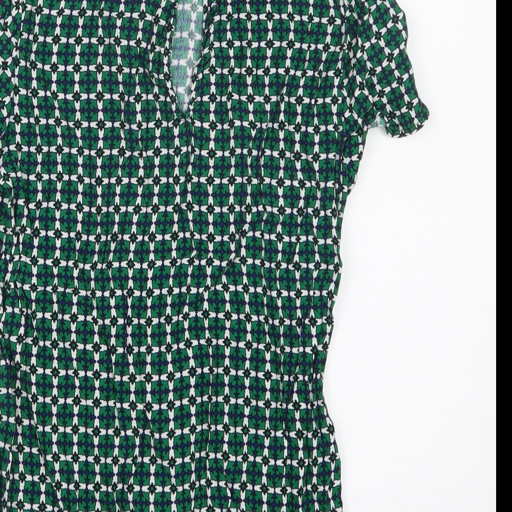 H&M Womens Green Geometric  Basic T-Shirt Size 4