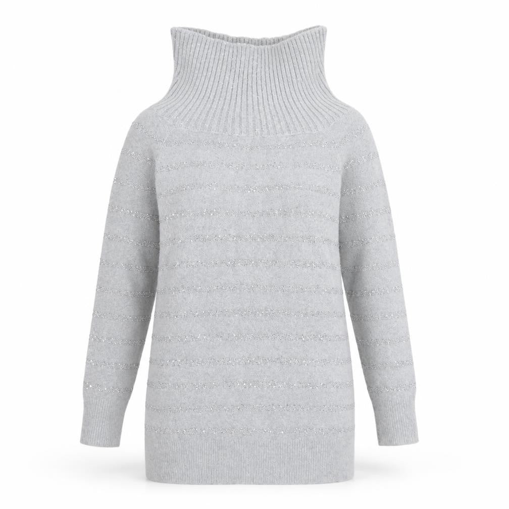 Front view of Wallis women’s grey striped jumper, size M