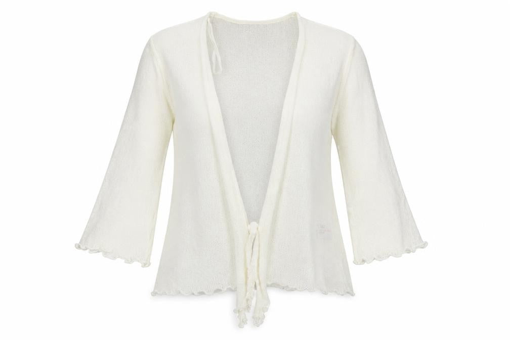 Front view of stock shop women’s white full zip jumper, size L