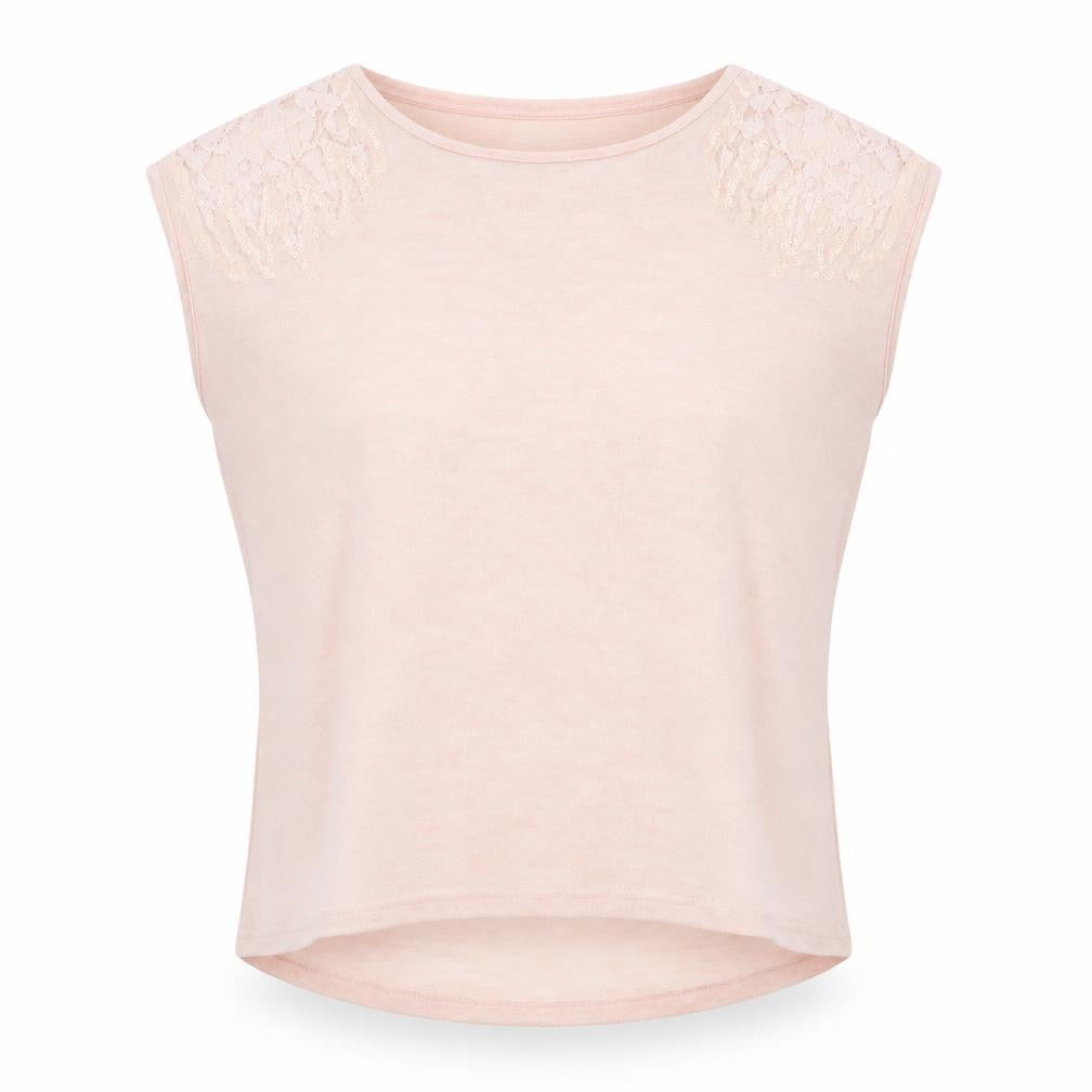 Front view of Apricot women’s pink rayon basic t-shirt, size S