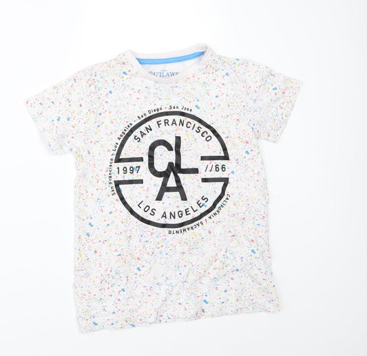 Urban Outlaws Boys White Polka Dot  Basic T-Shirt Size 7-8 Years  - San Francisco