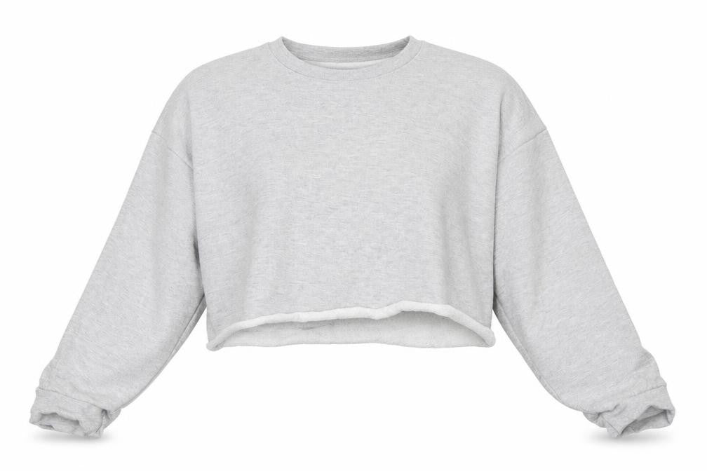 Front view of Nasty Gal women’s grey pullover sweatshirt, size L, - cropped
