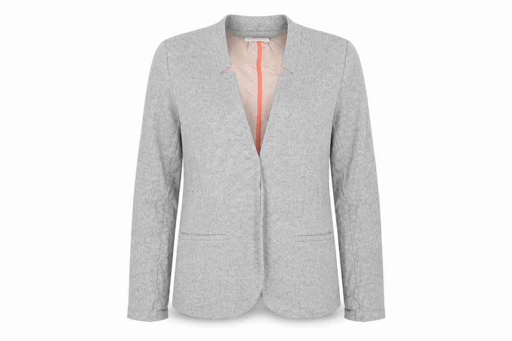 Front view of Promod women’s grey jacket, size UK 12, - edge to edge
