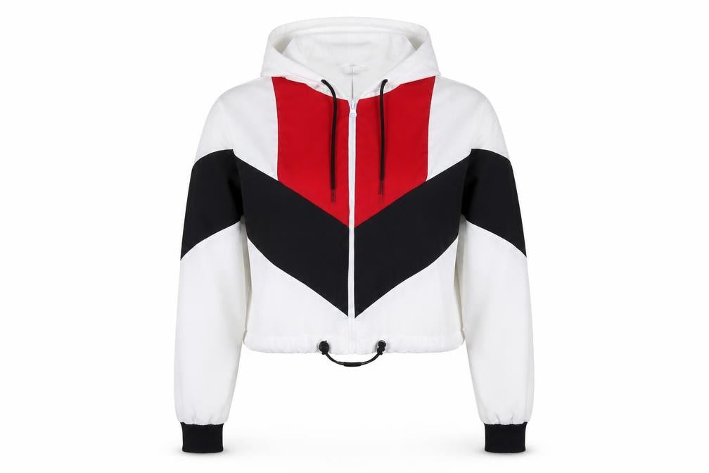 Front view of Rising women’s white jacket, size L