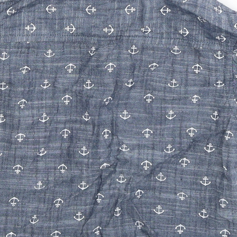 Mini Rebel Baby Blue   Basic Button-Up Size 9-12 Months  - anchors
