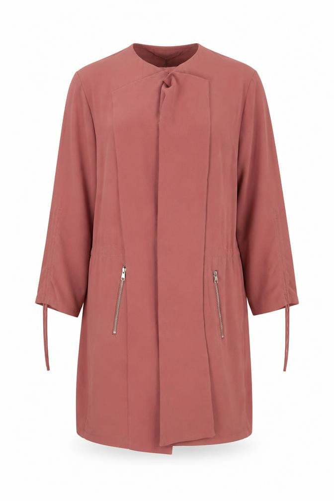 Front view of Primark women’s pink overcoat jacket, size UK 14