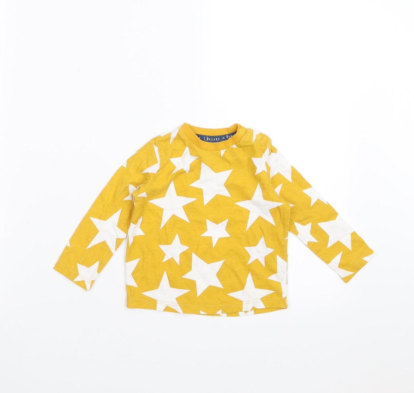 F&F Boys Yellow Geometric  Basic T-Shirt Size 6-9 Months  - Star pattern