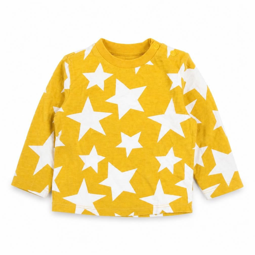 F&F Boys Yellow Geometric  Basic T-Shirt Size 6-9 Months  - Star pattern