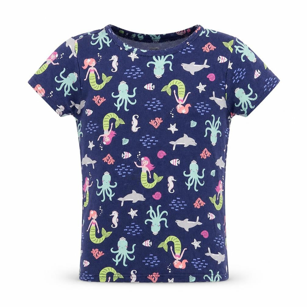 Front view of carters girls’ blue basic t-shirt, size 12, years - mermaid