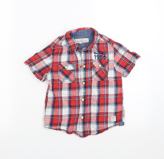 H&M Boys Red Check  Basic Button-Up Size 4-5 Years