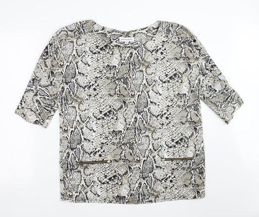 Gray&Osourne Womens Grey Animal Print  Basic Blouse Size 14