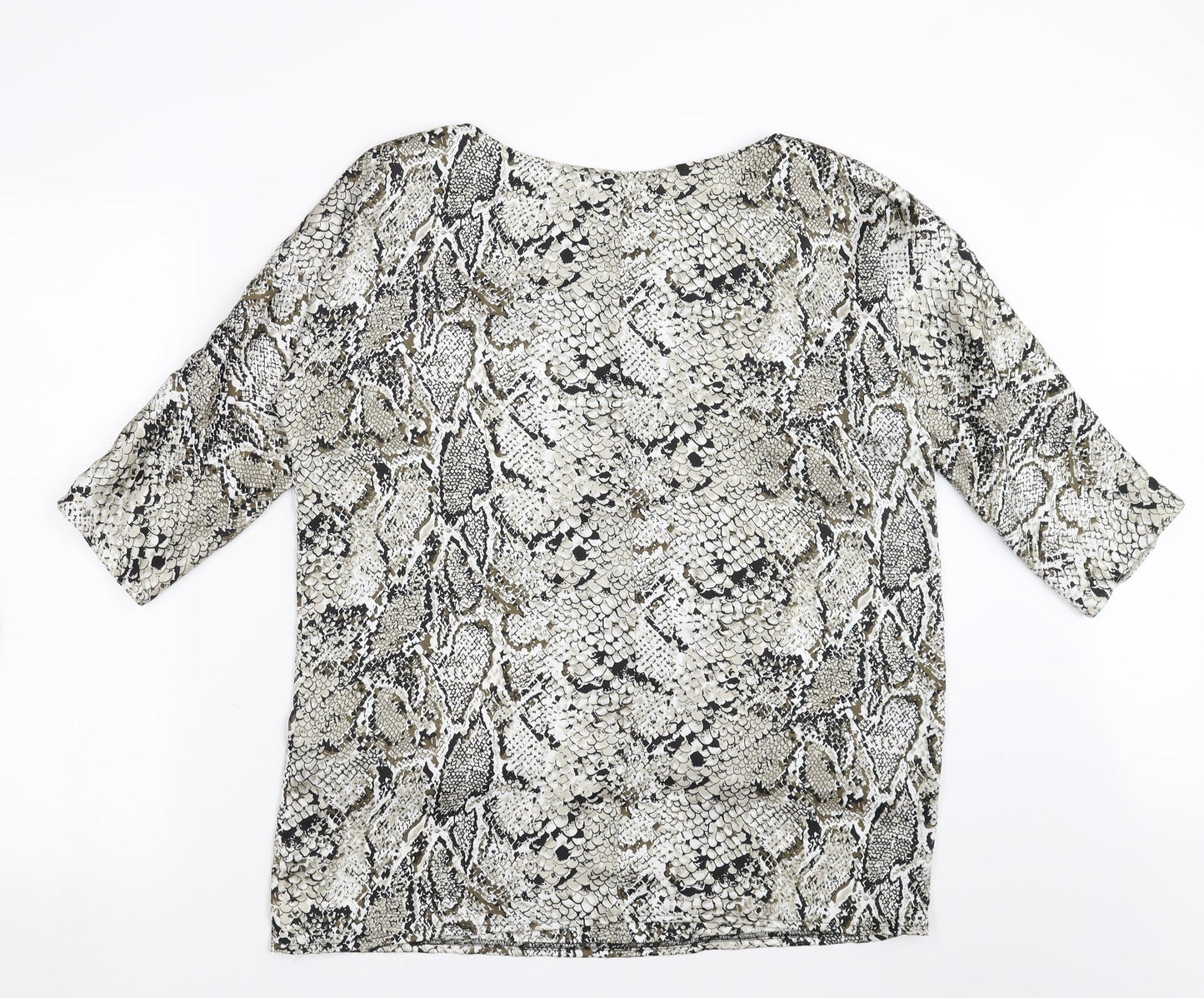 Gray&Osourne Womens Grey Animal Print  Basic Blouse Size 14