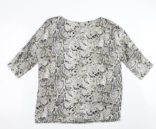 Gray&Osourne Womens Grey Animal Print  Basic Blouse Size 14