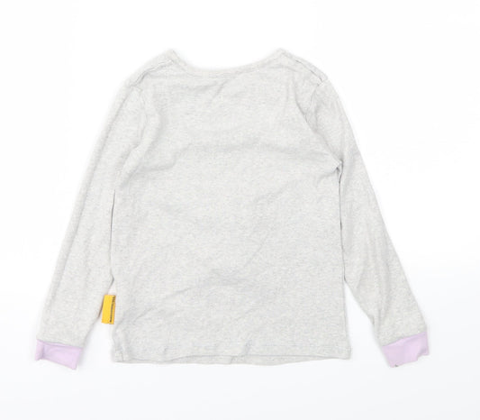 M&S Girls Grey Animal Print  Basic T-Shirt Size 5-6 Years