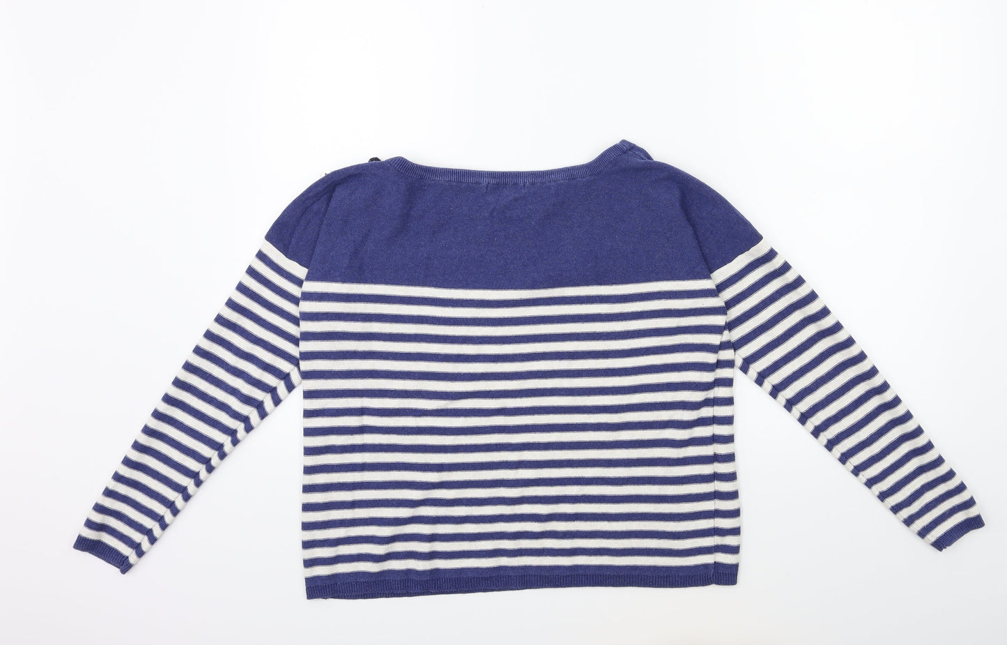 River Island Womens White Striped Knit Pullover Jumper Size 10