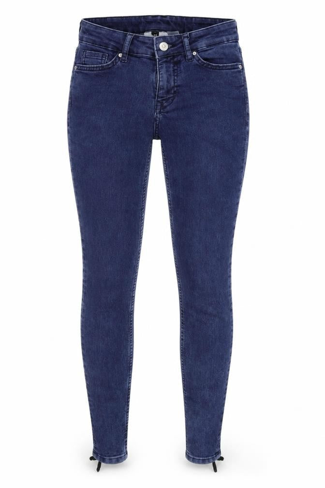 Front view of H&M women’s blue denim skinny jeans, size UK 6, 26-inch leg