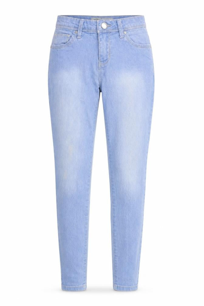 Front view of Denim & Co. women’s blue denim skinny jeans, size UK 6, 28-inch leg