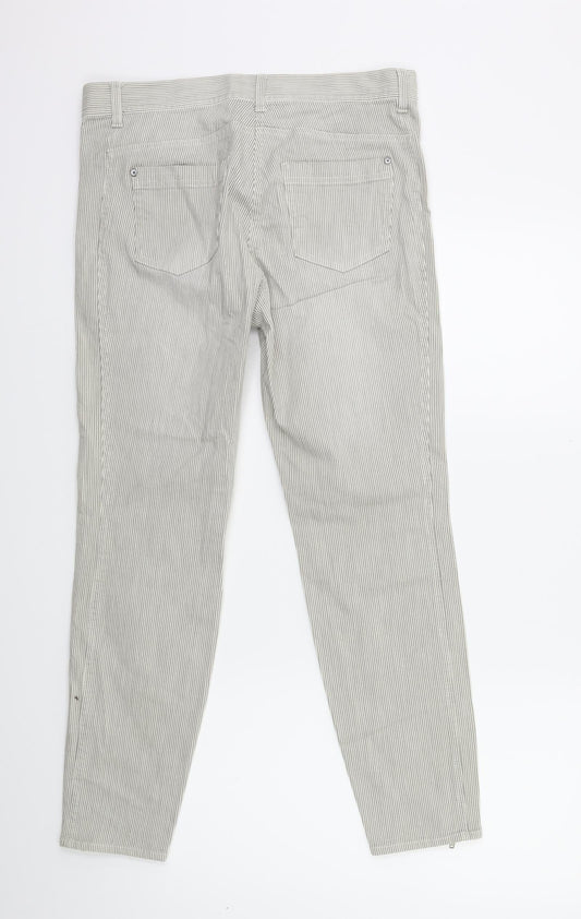 Preworn Womens Beige Striped Denim Straight Jeans Size 12 L26 in
