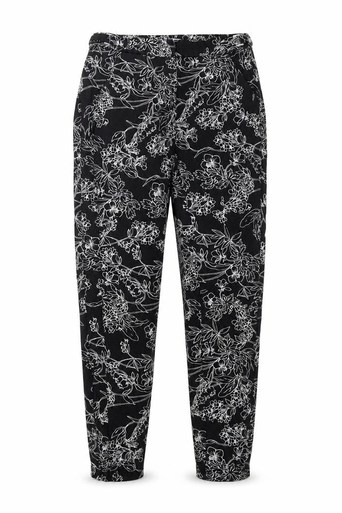 Front view of George women’s black floral straight jeans, size UK 8, 26-inch leg