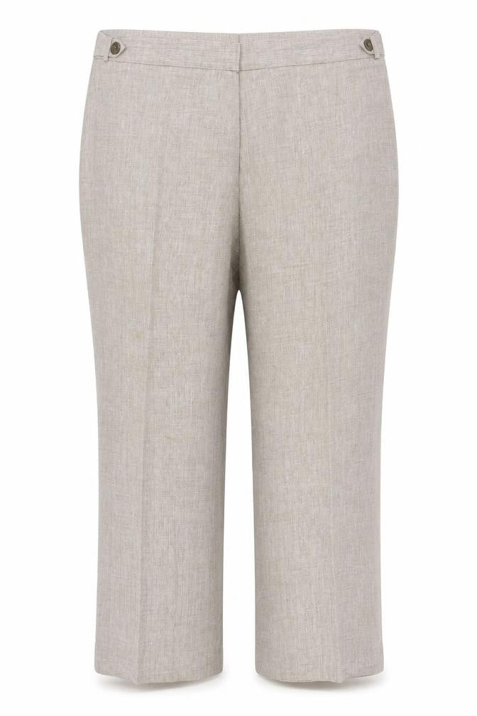 Front view of Marks & Spencer women’s brown trousers, size UK 20, 24-inch leg
