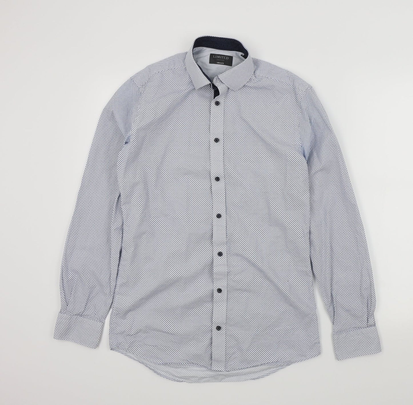 M&S Mens Blue Geometric   Button-Up Size 37
