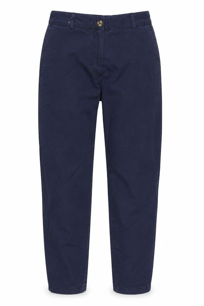 Front view of Marks & Spencer women’s blue trousers, size UK 8, 26-inch leg