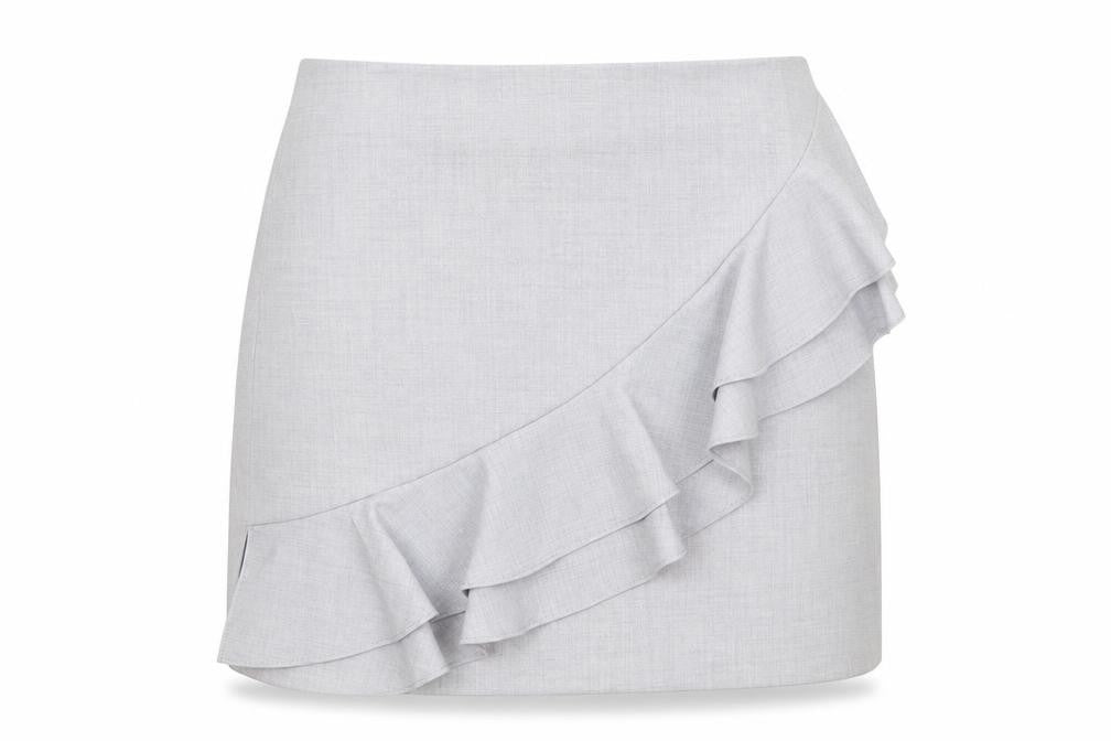 Front view of New Look women’s grey mini skirt, size UK 10