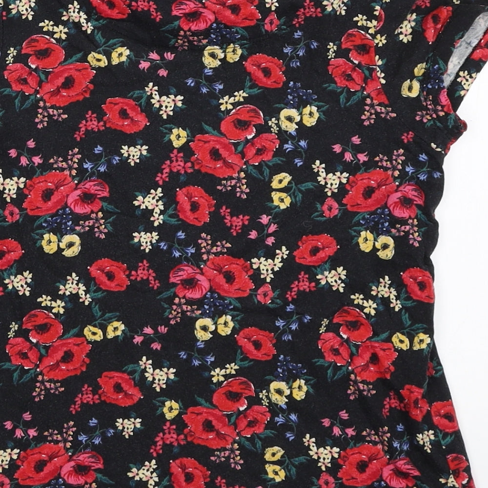 TU Girls Black Floral  Basic T-Shirt Size 7 Years