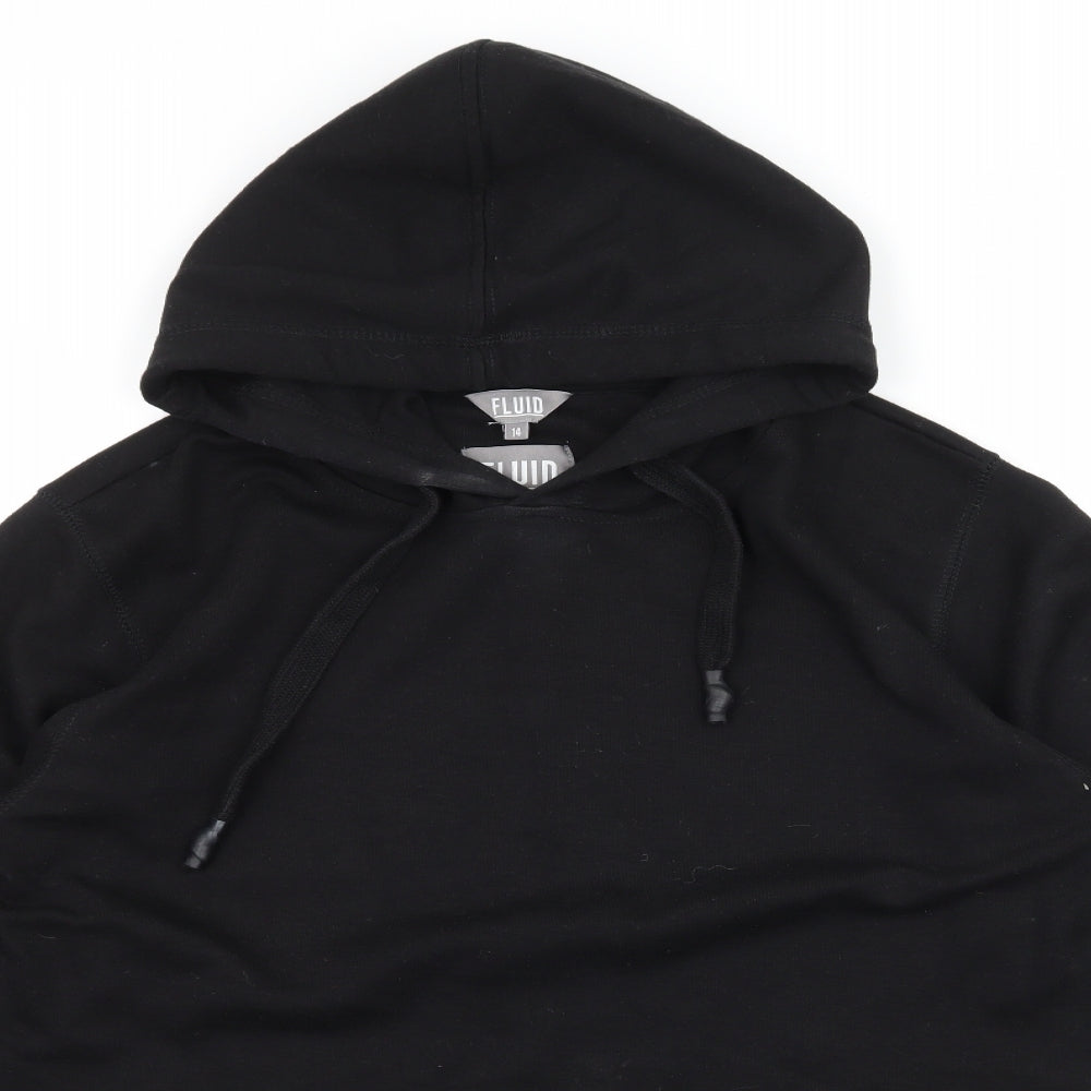 Fluid Womens Black  Jersey Pullover Hoodie Size 14