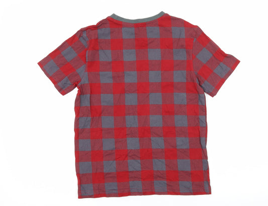 PEP & CO Boys Red Check Jersey Basic T-Shirt Size 9-10 Years