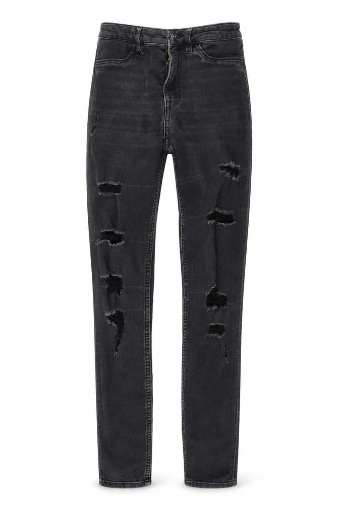 Front view of Divided women’s black denim skinny jeans, size UK 6, 26-inch leg