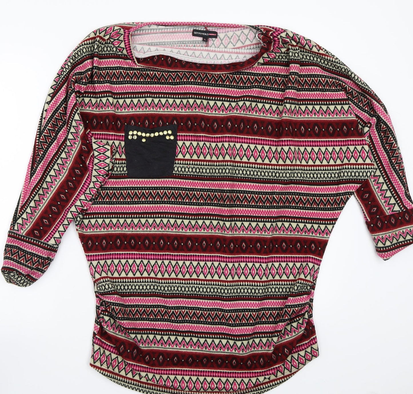 Outfitters Womens Pink Striped  Pullover Jumper Size L