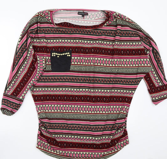 Outfitters Womens Pink Striped  Pullover Jumper Size L