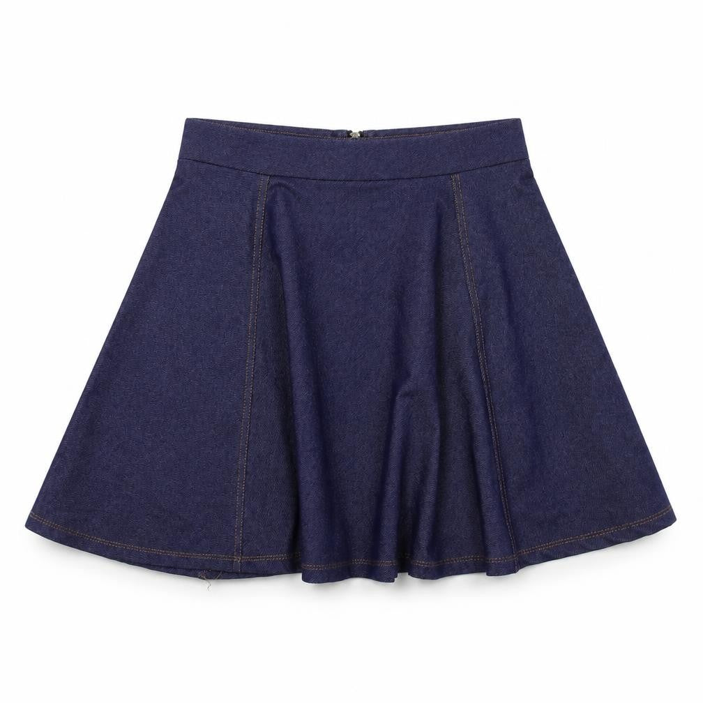 Front view of H&M women’s blue a-line skirt, size S