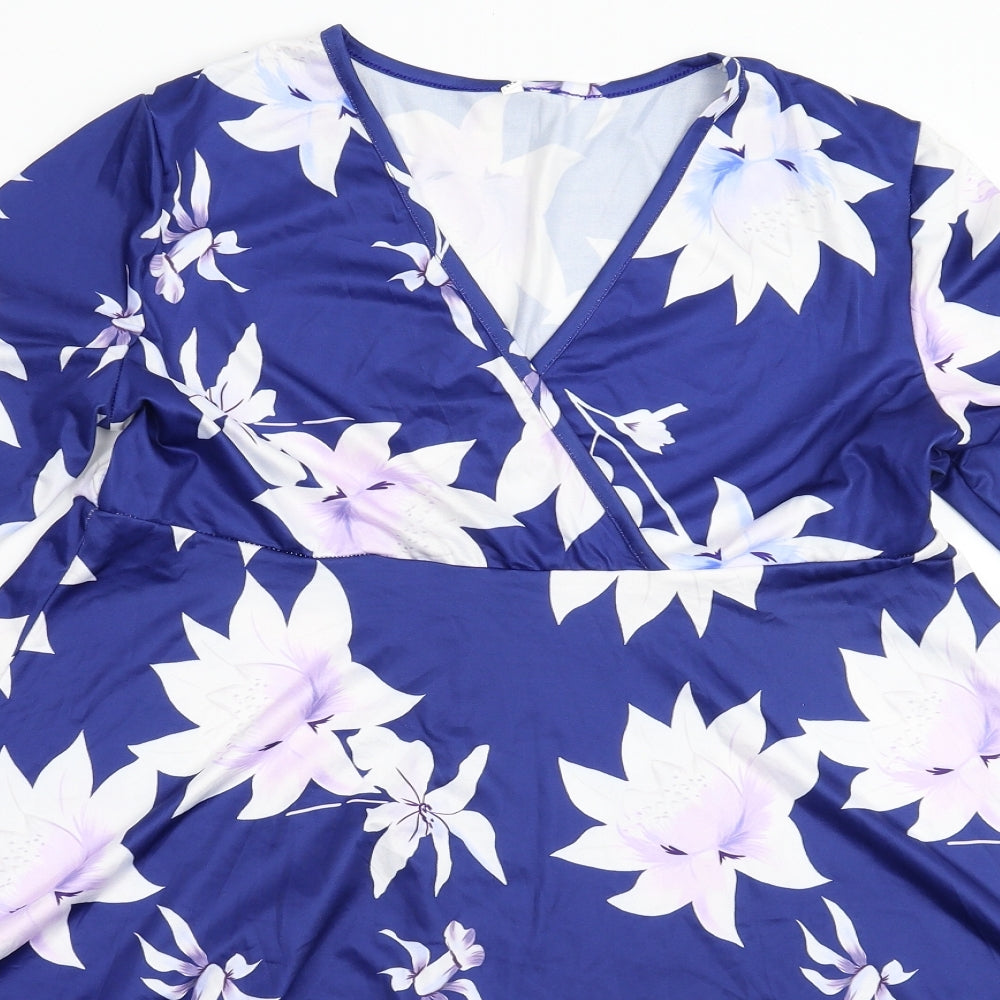 Preworn Womens Blue Floral  Fit & Flare  Size M