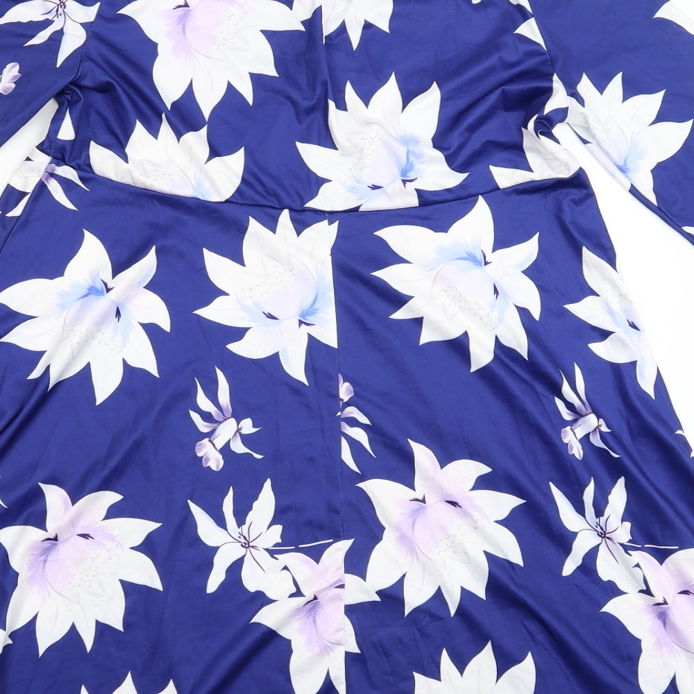 Preworn Womens Blue Floral  Fit & Flare  Size M