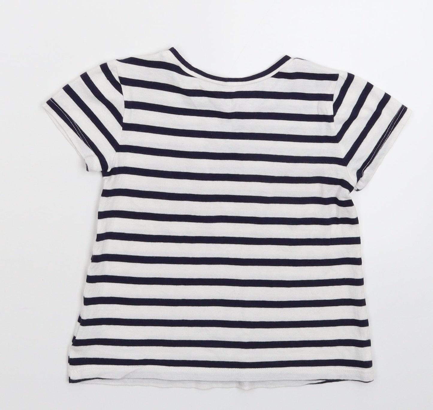 Gap Girls White Striped  Basic T-Shirt Size 4 Years