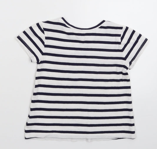 Gap Girls White Striped  Basic T-Shirt Size 4 Years