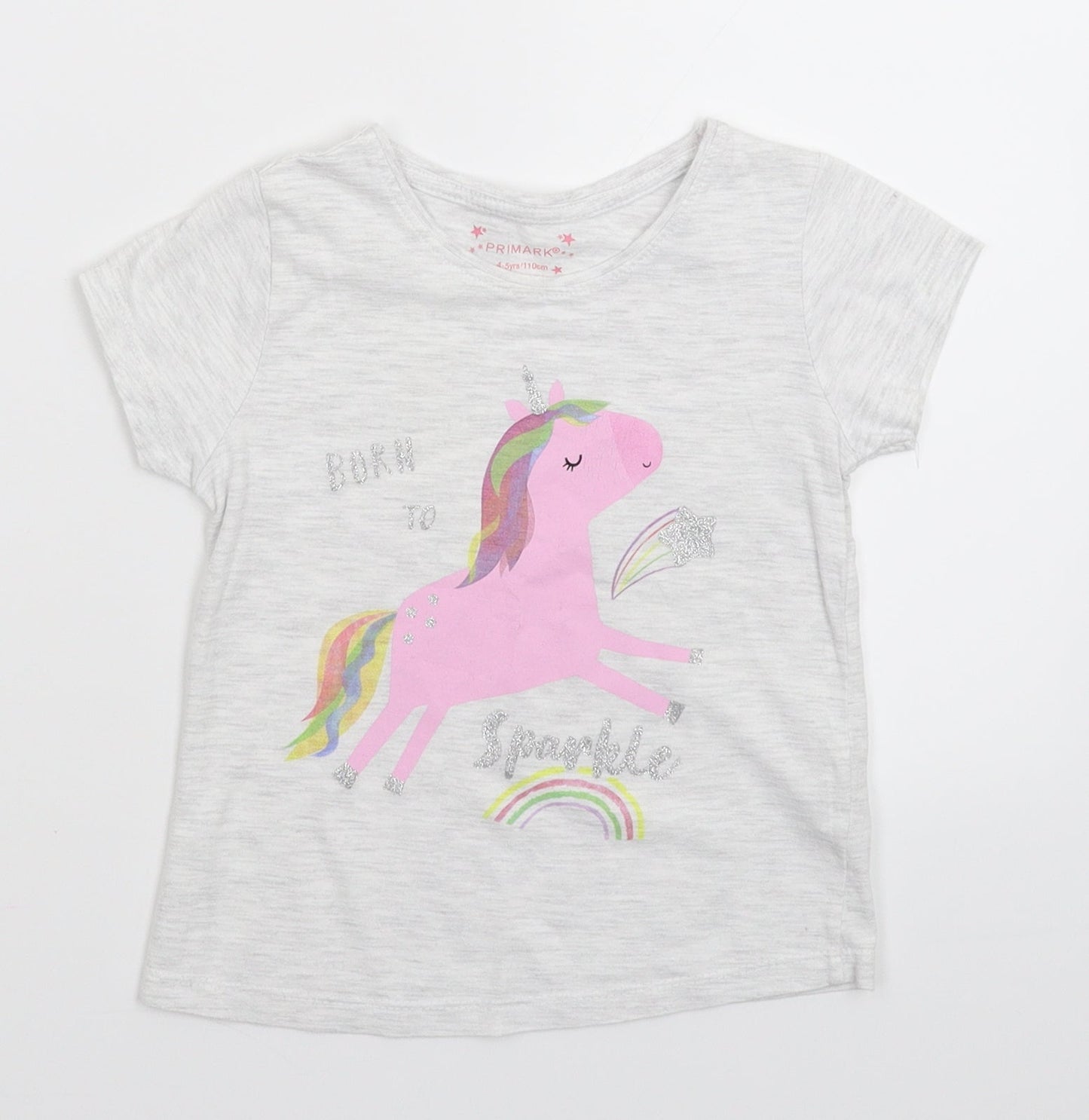 Primark Girls Grey   Basic T-Shirt Size 4-5 Years