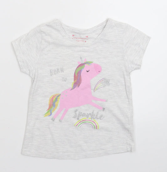 Primark Girls Grey   Basic T-Shirt Size 4-5 Years