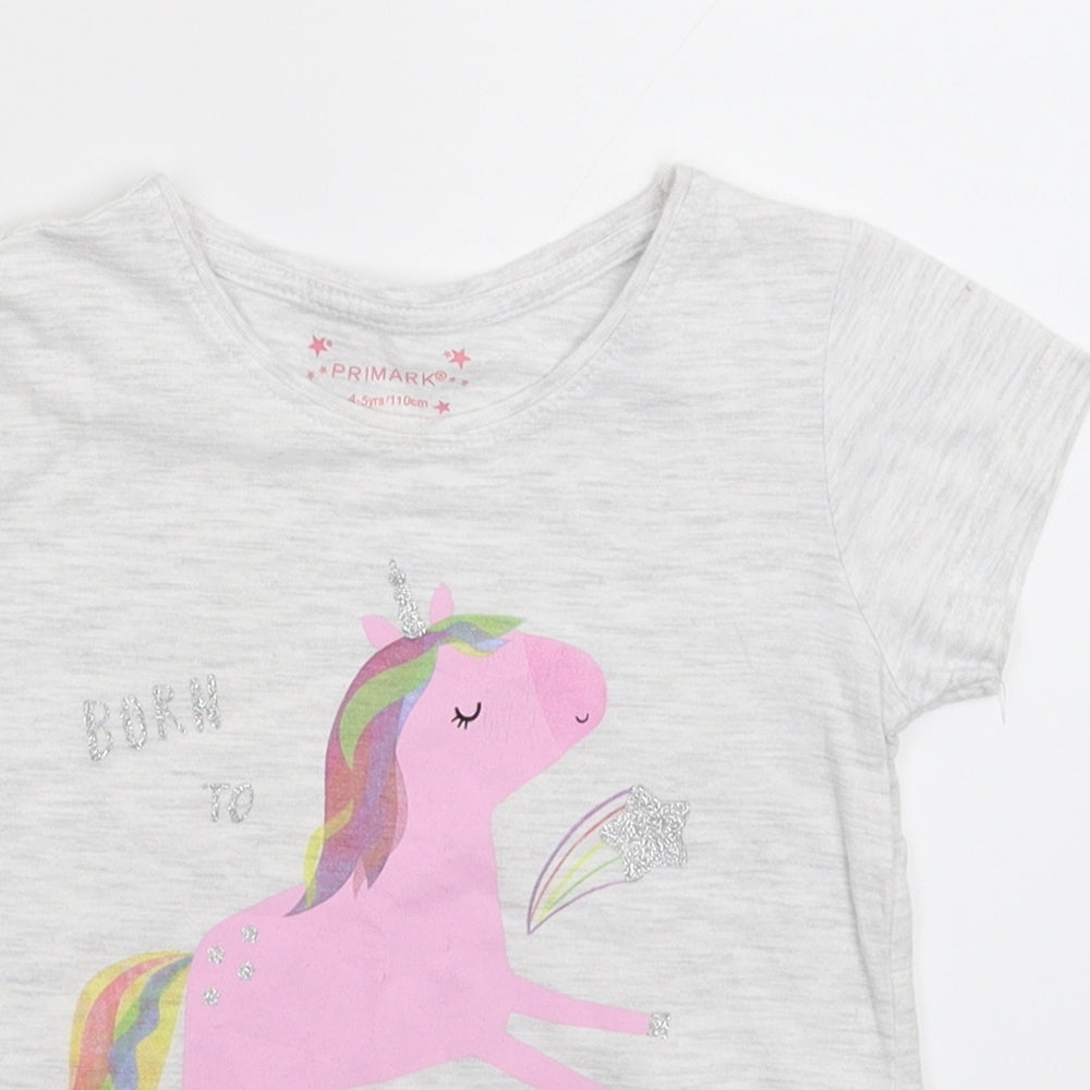 Primark Girls Grey   Basic T-Shirt Size 4-5 Years
