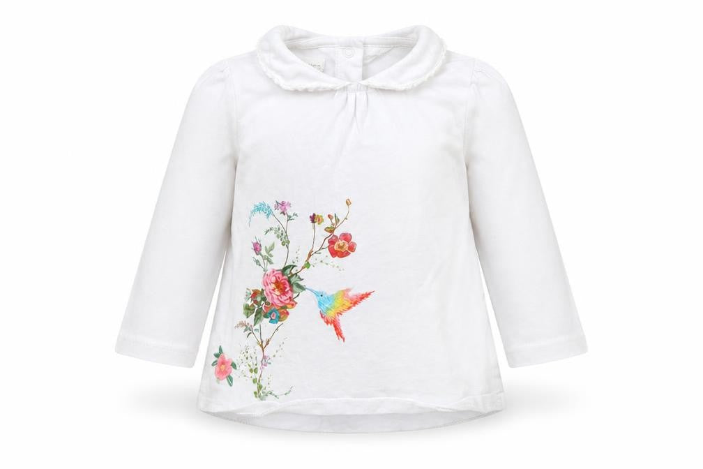Front view of Next girls’ white basic t-shirt, size 3-6, months