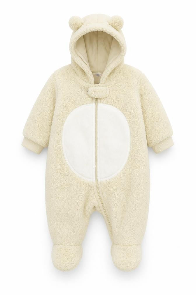 Front view of Next Baby Grey Fleece Coverall One-Piece, size 3-6, Months