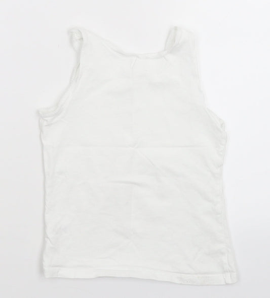 George Girls White   Basic Tank Size 7-8 Years