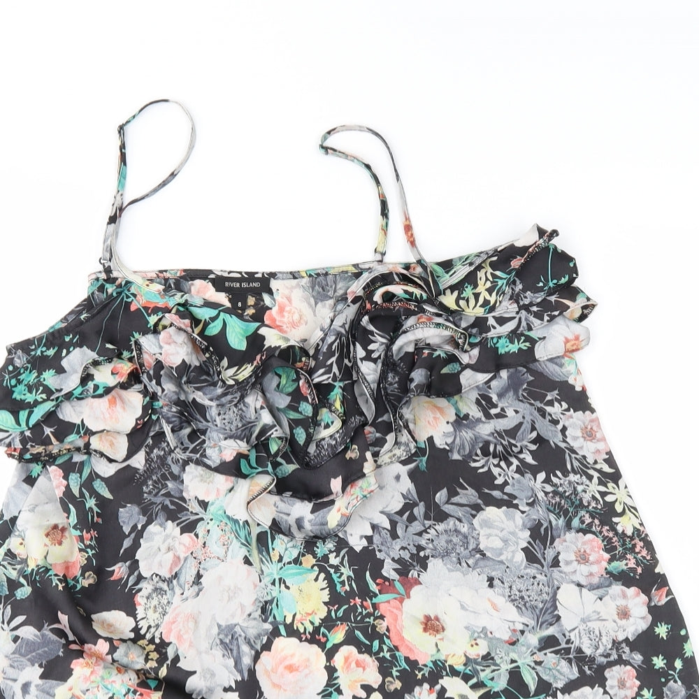 River Island Womens Black Floral  Camisole Blouse Size 8