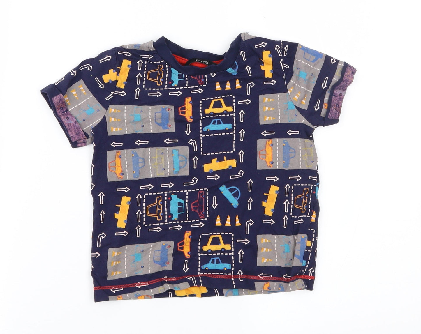 George Boys Blue Geometric  Basic T-Shirt Size 18-24 Months